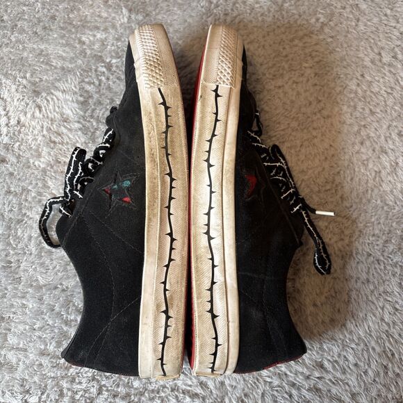 Converse One Star Pro Roses A01579C Black Red Suede Skateboard size 10.5 men's - Picture 8 of 10